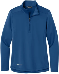 OUTLET-Eddie Bauer Ladies Smooth Mid Layer Fleece 1/2-Zip -Thread Logic Store 1200W 47176 CobaltBl 5 EB2370CobaltBlFlatFront
