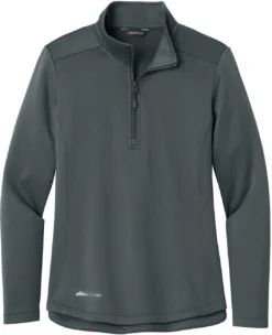 OUTLET-Eddie Bauer Ladies Smooth Mid Layer Fleece 1/2-Zip -Thread Logic Store 1200W 47176 IronGate 5 EB2370IronGateFlatFront