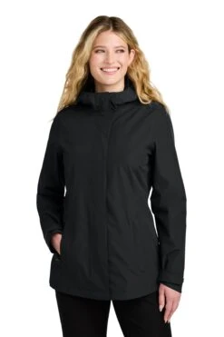 Port Authority Ladies C-FREE Rain Jacket -Thread Logic Store 1200W 47182 DeepBlack 0 L714DeepBlackModelFront