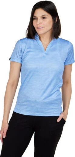 Storm Creek Ladies Unwinder Short Sleeve Bamboo Printed Polo -Thread Logic Store 1885 PRB Front