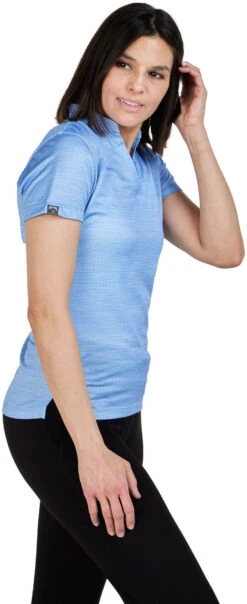 Storm Creek Ladies Unwinder Short Sleeve Bamboo Printed Polo -Thread Logic Store 1885 PRB Side