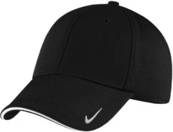 Nike Dri-FIT Stretch Mesh Sandwich Bill Cap -Thread Logic Store 31916 BlkWhite 1 NKFD9718BlkWhiteHatLeft 1200W
