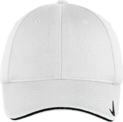 Nike Dri-FIT Stretch Mesh Sandwich Bill Cap -Thread Logic Store 31916 WhiteBlk 2 NKFD9718WhiteBlkHatStraight 1200W