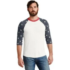 CLOSEOUT - Alternative Eco-Jersey Baseball T-Shirt -Thread Logic Store AA2089 stars model front 022016