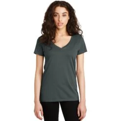 CLOSEOUT - Alternative Women's Legacy V-Neck T-Shirt 6 CLOSEOUT - Alternative Women's Legacy V-Neck T-Shirt -Thread Logic Store AA9073 deepcharcoal model front 022016