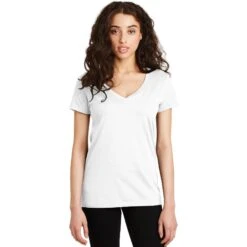 CLOSEOUT - Alternative Women's Legacy V-Neck T-Shirt 7 CLOSEOUT - Alternative Women's Legacy V-Neck T-Shirt -Thread Logic Store AA9073 white model front 022016