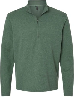 Adidas 3-Stripes Quarter-Zip Sweater -Thread Logic Store Adidas 3 Stripes Quarter Zip Sweater Green Oxide Melange S 17