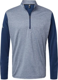 Adidas Heather Block Print Quarter-Zip Pullover -Thread Logic Store Adidas Heather Block Print Quarter Zip Pullover Collegiate Navy MelangeGrey Three S 7