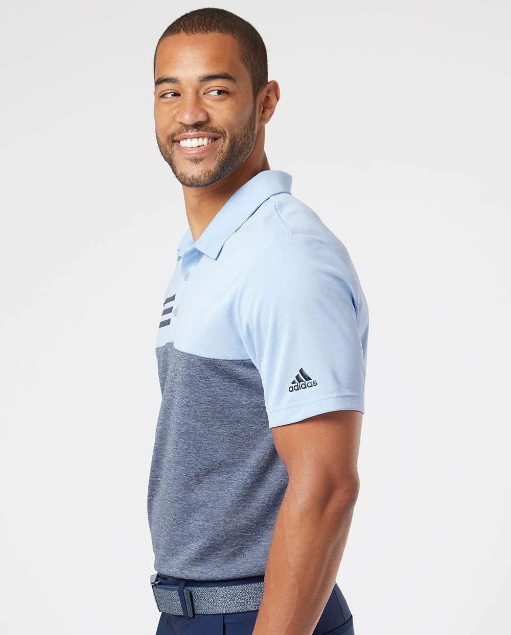 Adidas Heathered Colorblock 3-Stripes Sport Shirt 6 Adidas Heathered Colorblock 3-Stripes Sport Shirt - Image 6
