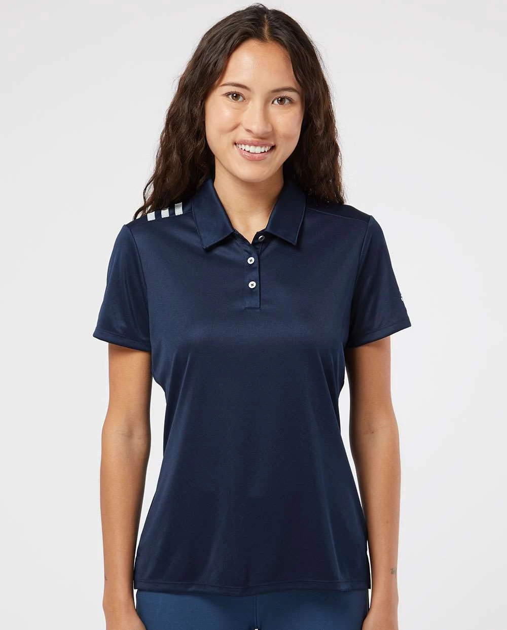 Adidas Ladies 3-Stripes Shoulder Polo 11 Adidas Ladies 3-Stripes Shoulder Polo - Image 11
