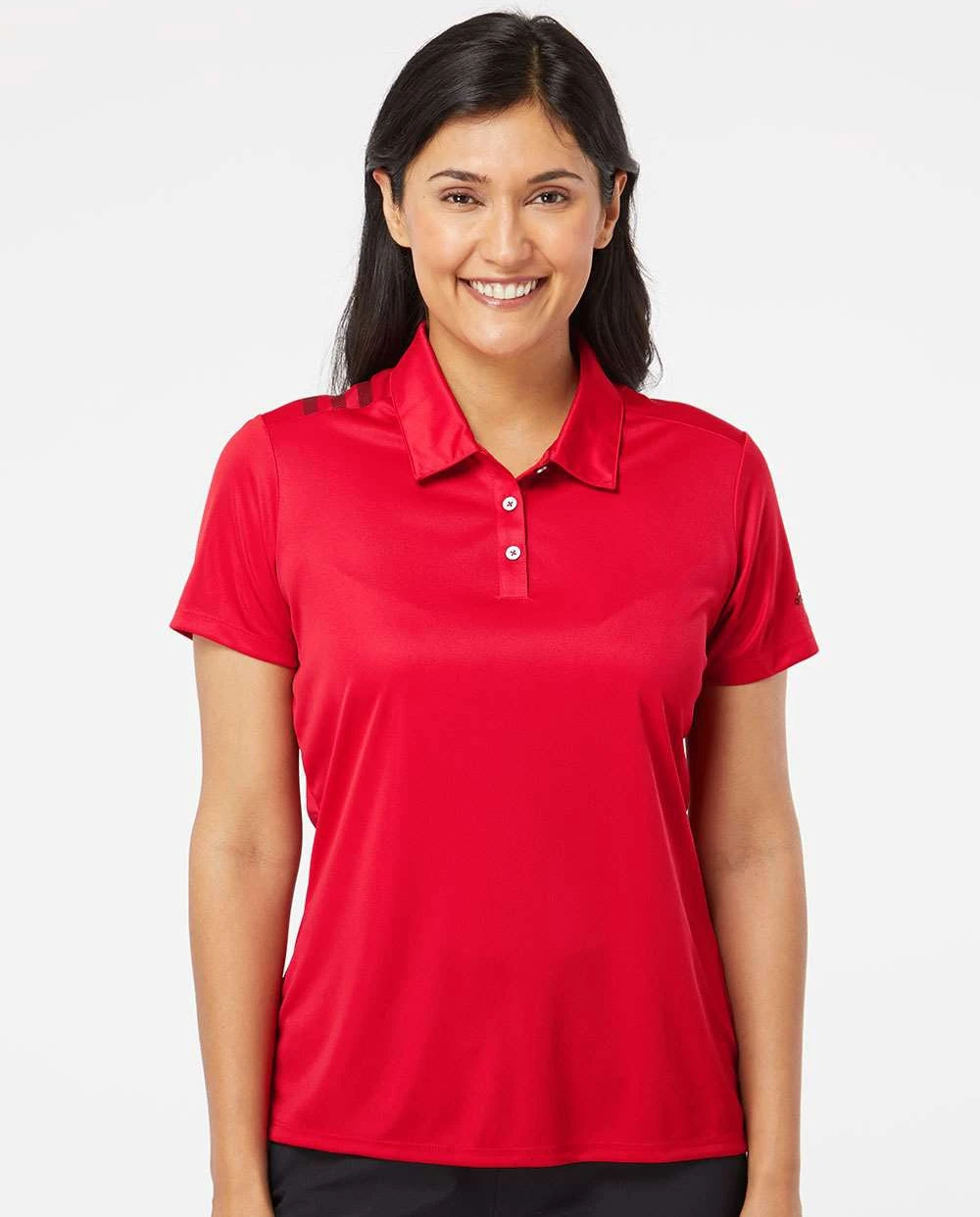 Adidas Ladies 3-Stripes Shoulder Polo 17 Adidas Ladies 3-Stripes Shoulder Polo - Image 17