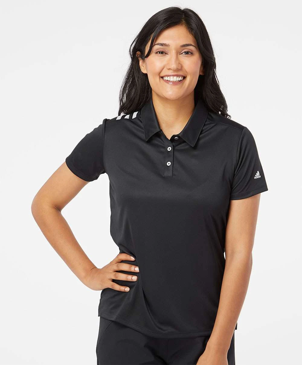 Adidas Ladies 3-Stripes Shoulder Polo 5 Adidas Ladies 3-Stripes Shoulder Polo - Image 5