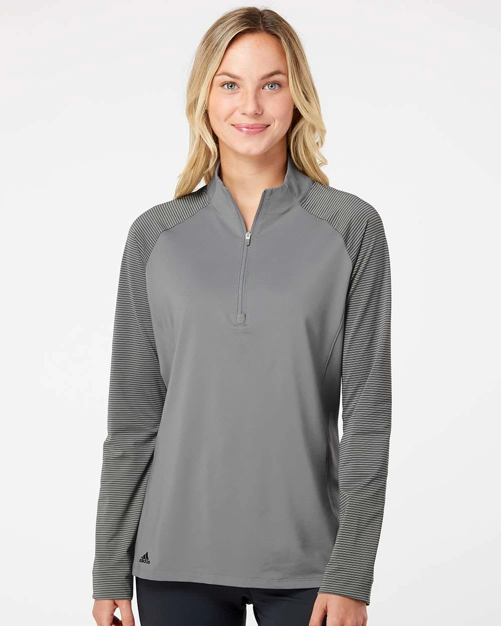 Adidas Ladies Stripe Block Quarter-Zip Pullover 17 Adidas Ladies Stripe Block Quarter-Zip Pullover - Image 17