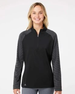 Adidas Ladies Stripe Block Quarter-Zip Pullover 24 Adidas Ladies Stripe Block Quarter-Zip Pullover -Thread Logic Store Adidas Ladies Stripe Block Quarter Zip Pullover 4