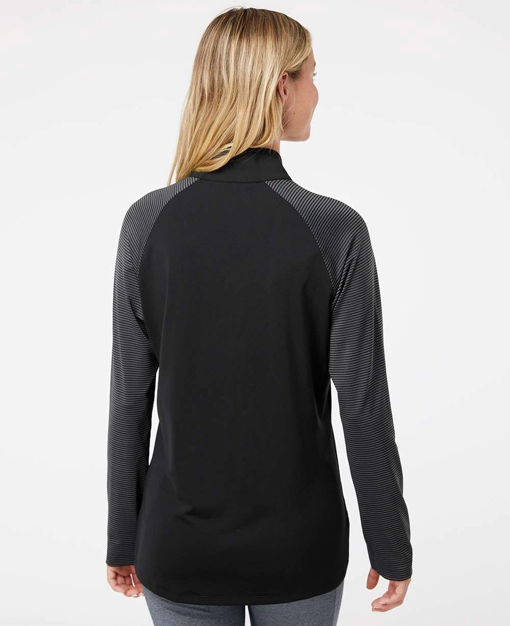 Adidas Ladies Stripe Block Quarter-Zip Pullover 7 Adidas Ladies Stripe Block Quarter-Zip Pullover - Image 7