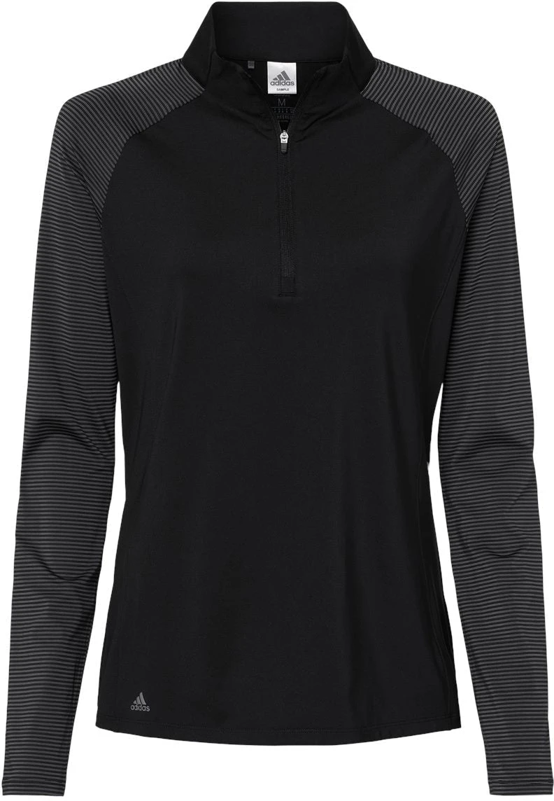 Adidas Ladies Stripe Block Quarter-Zip Pullover 2 Adidas Ladies Stripe Block Quarter-Zip Pullover - Image 2