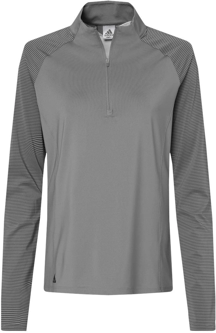 Adidas Ladies Stripe Block Quarter-Zip Pullover 14 Adidas Ladies Stripe Block Quarter-Zip Pullover - Image 14