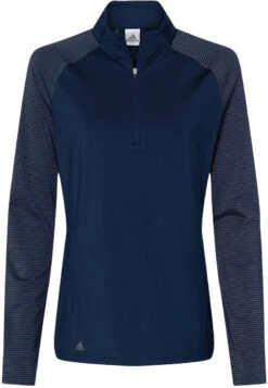 Adidas Ladies Stripe Block Quarter-Zip Pullover 39 Adidas Ladies Stripe Block Quarter-Zip Pullover -Thread Logic Store Adidas Ladies Stripe Block Quarter Zip Pullover Team Navy Blue S 19