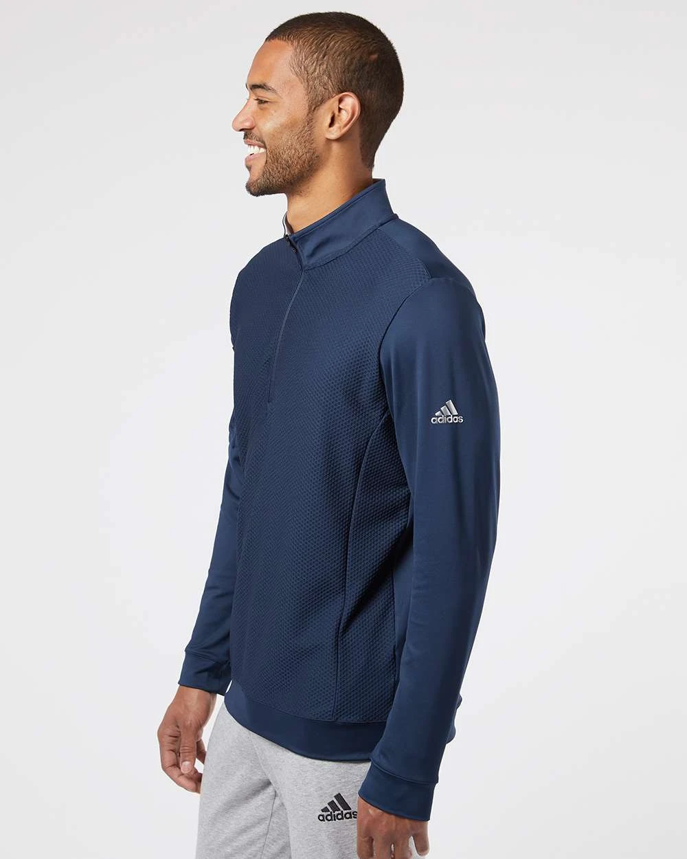 OUTLET-Adidas Performance Textured Quarter-Zip Pullover 12 OUTLET-Adidas Performance Textured Quarter-Zip Pullover - Image 12