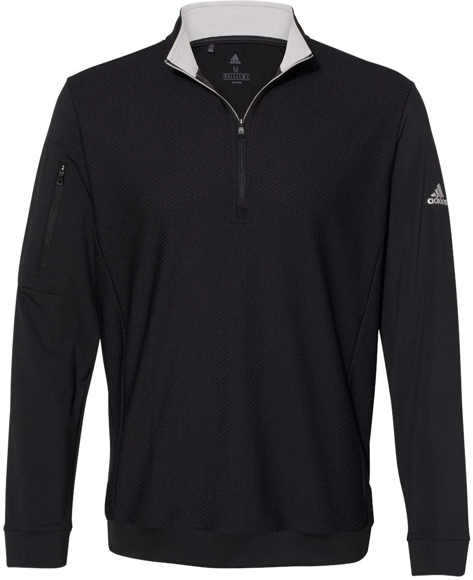 OUTLET-Adidas Performance Textured Quarter-Zip Pullover 2 OUTLET-Adidas Performance Textured Quarter-Zip Pullover - Image 2