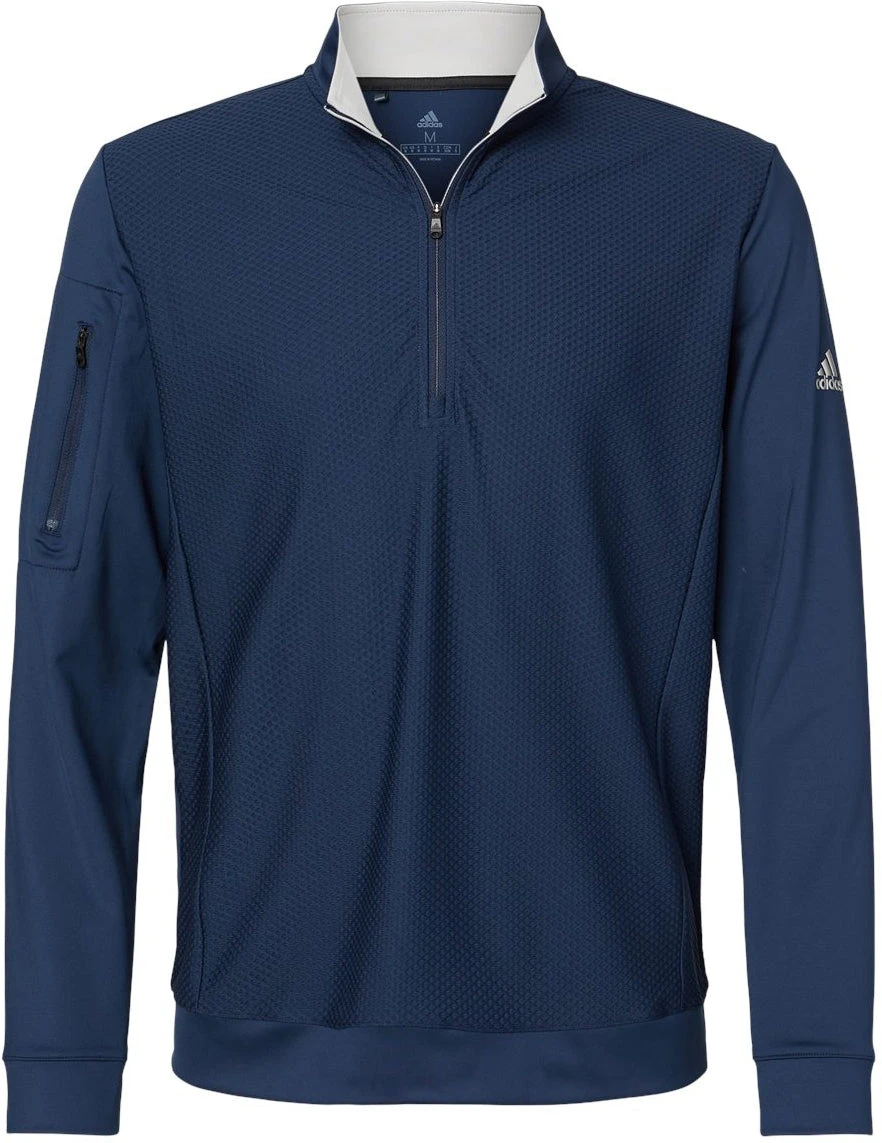 OUTLET-Adidas Performance Textured Quarter-Zip Pullover 8 OUTLET-Adidas Performance Textured Quarter-Zip Pullover - Image 8