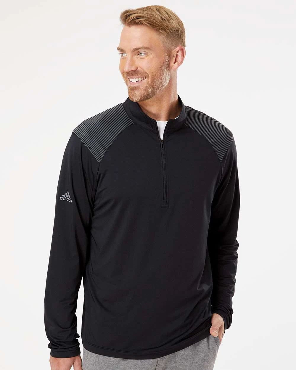 OUTLET-Adidas Shoulder Stripe Quarter-Zip Pullover 5 OUTLET-Adidas Shoulder Stripe Quarter-Zip Pullover - Image 5