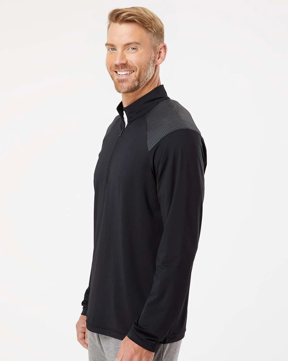OUTLET-Adidas Shoulder Stripe Quarter-Zip Pullover 6 OUTLET-Adidas Shoulder Stripe Quarter-Zip Pullover - Image 6