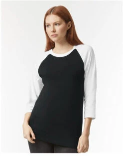 American Apparel CVC Raglan Tee -Thread Logic Store American Apparel CVC Raglan Tee Black White S 2