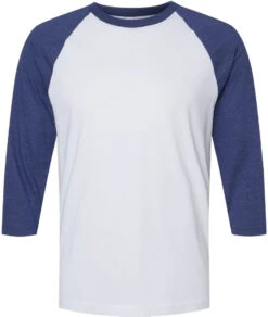 American Apparel CVC Raglan Tee -Thread Logic Store American Apparel CVC Raglan Tee White Heather Indigo S 11