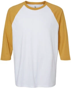 American Apparel CVC Raglan Tee -Thread Logic Store American Apparel CVC Raglan Tee White Heather Mustard S 15