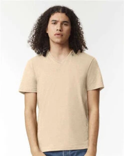 American Apparel CVC V-Neck Tee -Thread Logic Store American Apparel CVC V Neck Tee Heather Bone S 12
