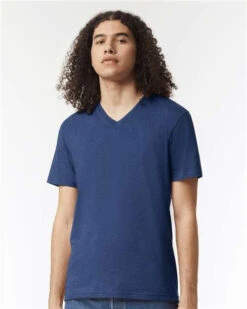 American Apparel CVC V-Neck Tee -Thread Logic Store American Apparel CVC V Neck Tee Heather Indigo S 18