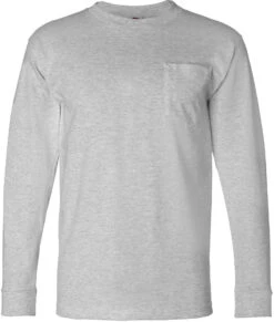 Bayside USA-Made Long Sleeve TShirt With A Pocket 23 Bayside USA-Made Long Sleeve TShirt With A Pocket -Thread Logic Store Bayside USA Made Long Sleeve TShirt with a Pocket Dark Ash S 4