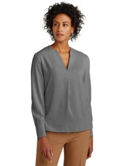 Brooks Brothers Ladies Open-Neck Satin Blouse 22 Brooks Brothers Ladies Open-Neck Satin Blouse -Thread Logic Store Brooks Brothers Ladies Open Neck Satin Blouse 3