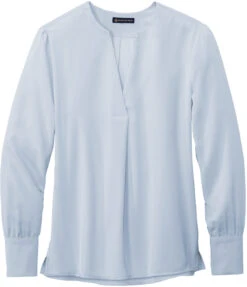 Brooks Brothers Ladies Open-Neck Satin Blouse 28 Brooks Brothers Ladies Open-Neck Satin Blouse -Thread Logic Store Brooks Brothers Ladies Open Neck Satin Blouse Heritage Blue S 9