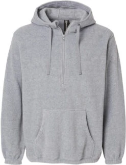 Burnside Polar Fleece Quarter-Zip Hooded Pullover -Thread Logic Store Burnside Polar Fleece Quarter Zip Hooded Pullover Heather Grey S 9