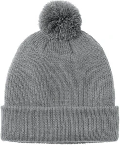 Port Authority Cozy Pom Beanie 8 Port Authority Cozy Pom Beanie -Thread Logic Store C978 gustygrey cap front