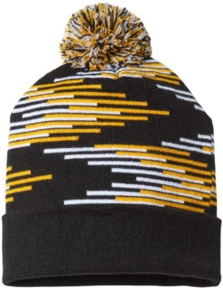 Cap America USA-Made Bar Beanie -Thread Logic Store CAP AMERICA USA Made Bar Beanie BlackGoldWhite 1 Size 2