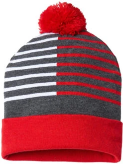 CAP AMERICA USA-Made Half Color Beanie -Thread Logic Store CAP AMERICA USA Made Half Color Beanie True RedWhite 1 Size 4