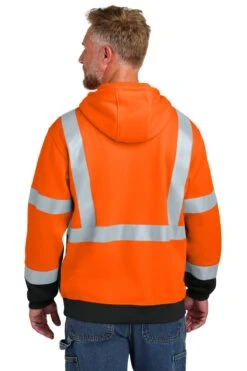 CornerStone ANSI 107 Class 3 Heavy-Duty Fleece Pullover Hoodie -Thread Logic Store CSF301 safetyorange model back