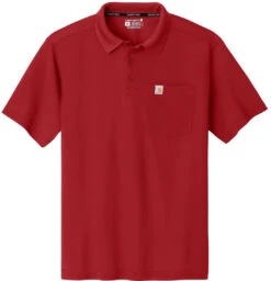 Carhartt Force Snag-Resistant Pocket Polo -Thread Logic Store CT106880 crimsonred flat front