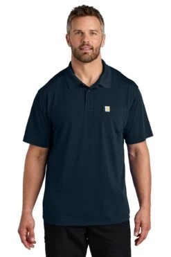 Carhartt Force Snag-Resistant Pocket Polo -Thread Logic Store CT106880 navy model front