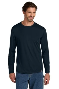 Carhartt Force Sun Defender Long Sleeve T-Shirt -Thread Logic Store CT106972 navy model front 65106b36 c00d 4689 acd7 feca78858406