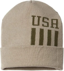 Cap America USA-Made Off Center Patriotic Cuffed Beanie -Thread Logic Store Cap America USA Made Patriotic Cuffed Beanie KhakiOlive USA OSFA 3