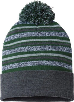 Cap America USA-Made Striped Beanie -Thread Logic Store Cap America USA Made Striped Beanie Forest Green OSFA 2