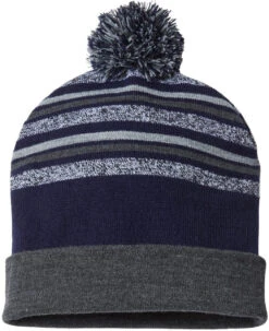 Cap America USA-Made Striped Beanie -Thread Logic Store Cap America USA Made Striped Beanie True Navy OSFA 3