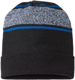 Cap America USA-Made Variegated Striped Cuffed Beanie -Thread Logic Store Cap America USA Made Variegated Striped Cuffed Beanie BlackTrue Royal OSFA 4