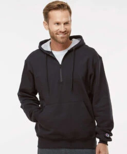 Champion Cotton Max Hooded Quarter-Zip Sweatshirt -Thread Logic Store Champion Cotton Max Hooded Quarter Zip Sweatshirt 13