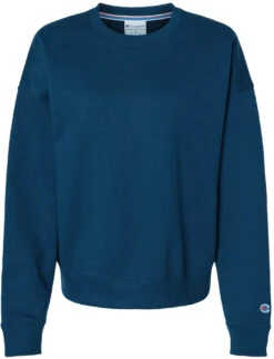 Champion Ladies Powerblend Crewneck Sweatshirt -Thread Logic Store Champion Ladies Powerblend Crewneck Sweatshirt Late Night Blue S 5