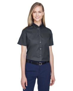 Core 365 Ladies Optimum Short-Sleeve Twill Shirt -Thread Logic Store Core 365 Ladies Optimum Short Sleeve Twill Shirt Carbon XS 4